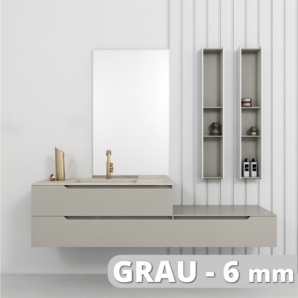 Spiegel | Rahmenlos | 6mm Glasstärke | Farbe: Grau