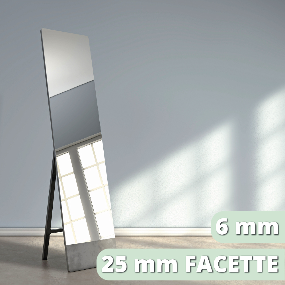 Spiegel | Rahmenlos | 25mm Facette | 6mm Glasstärke | Farbe: Klar